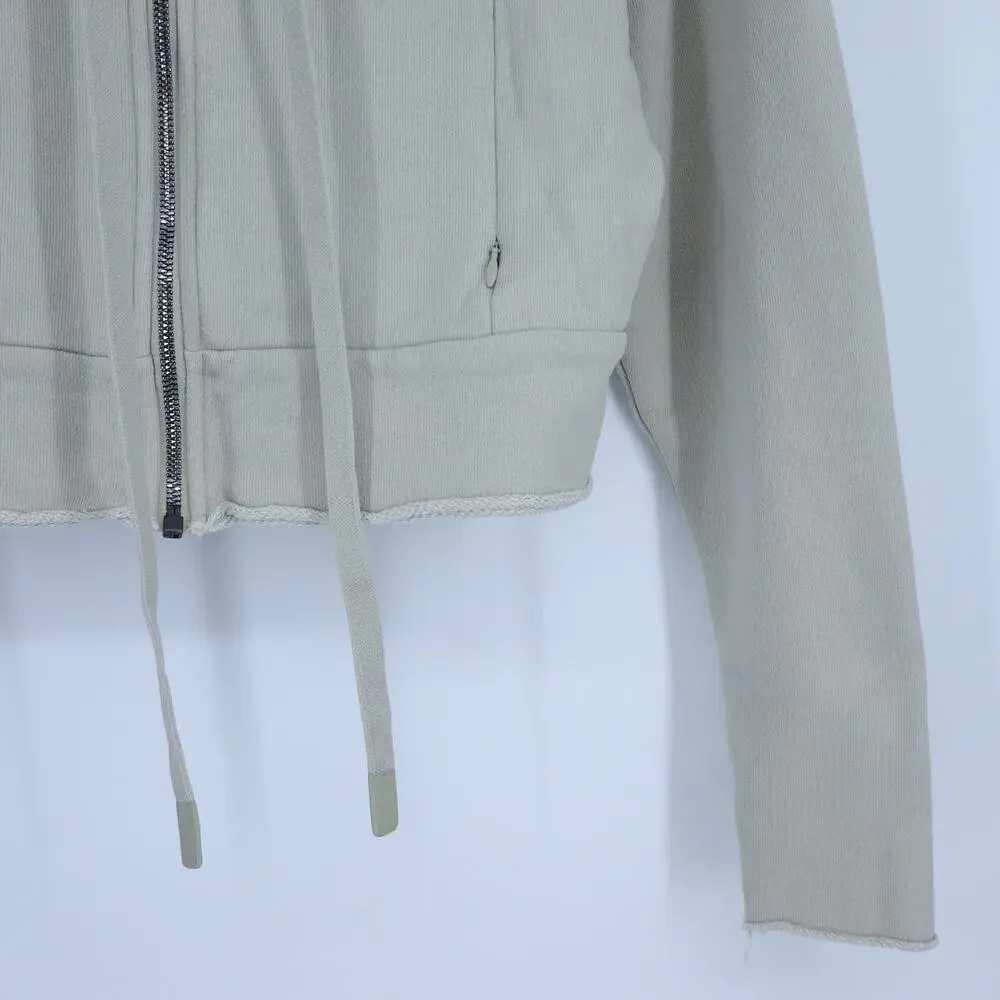 Alo Cruiser Hoodie Sweatshirt Cropped Full Zip Light Sage French Terry Women's S
